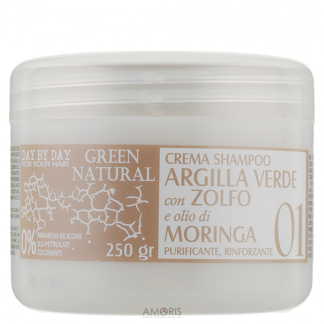 Крем-шампунь із зеленою глиною, біосіркою та олією моринги