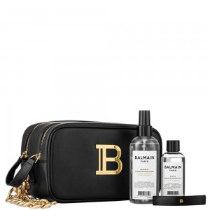Balmain Signature Black And Gold Pouch Gift Set