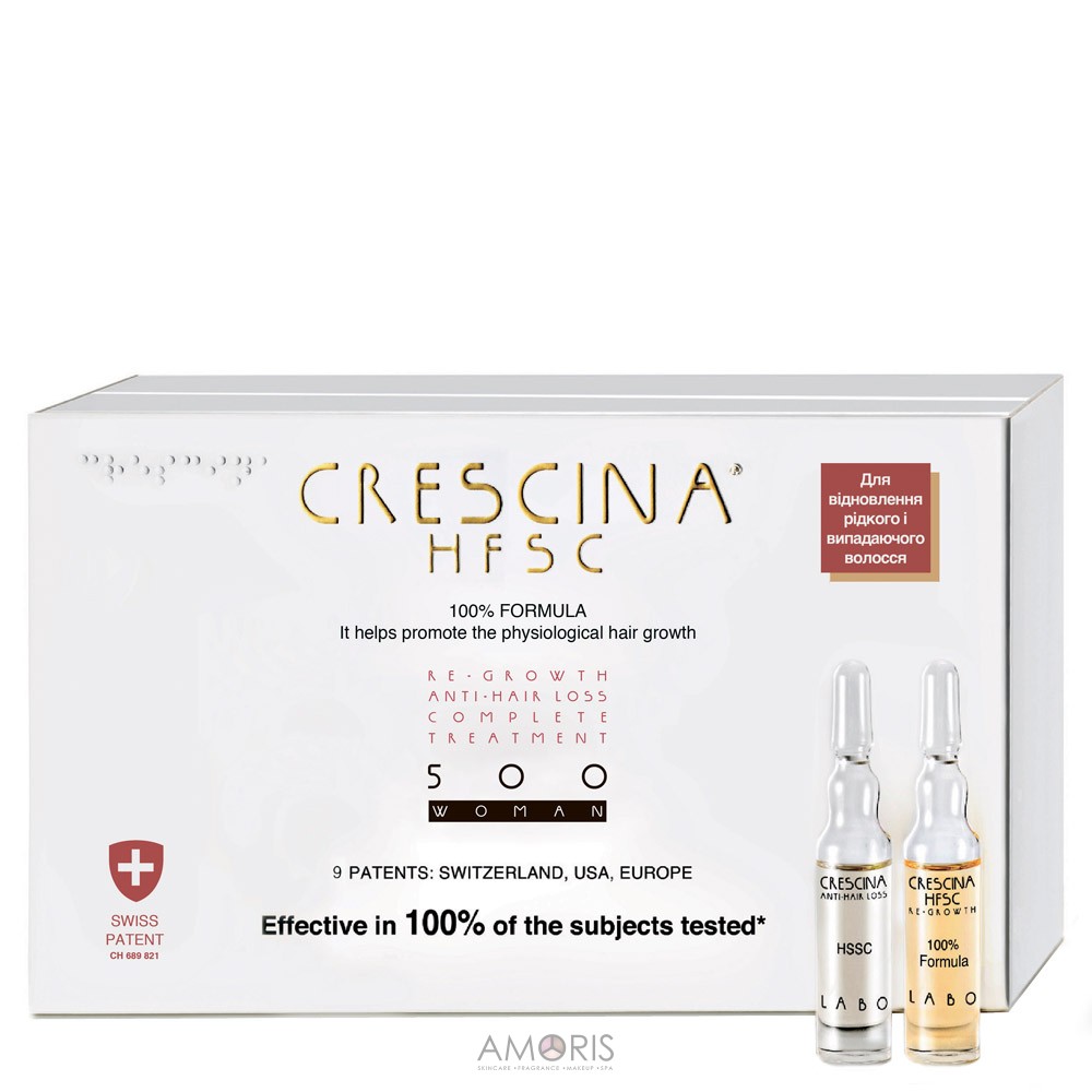 Crescina Labo Complete Treatment 500 (Re-Growth HFSC 100% 20FL + Crescina  Anti-Hair Loss HSSC 20FL) Woman - Полный курс при выпадении и для  восстановления роста волос 500 для женщин фл.№40: купить по